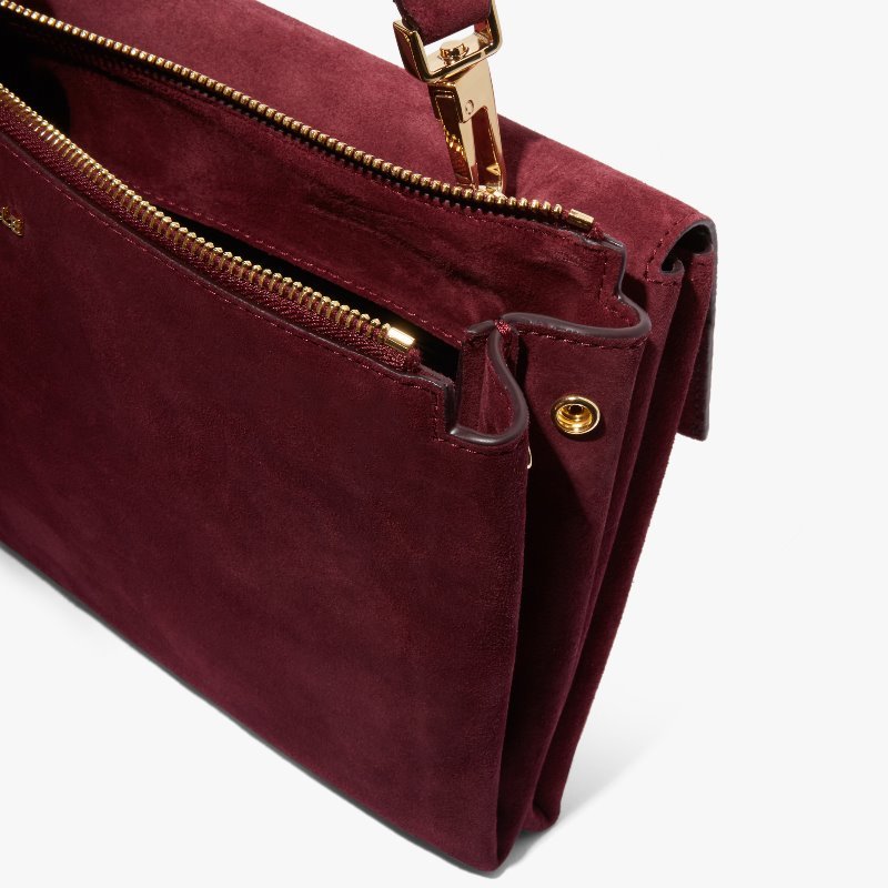 Borsa Coccinelle con tasche interne, pelle saffiano di colore bordeaux